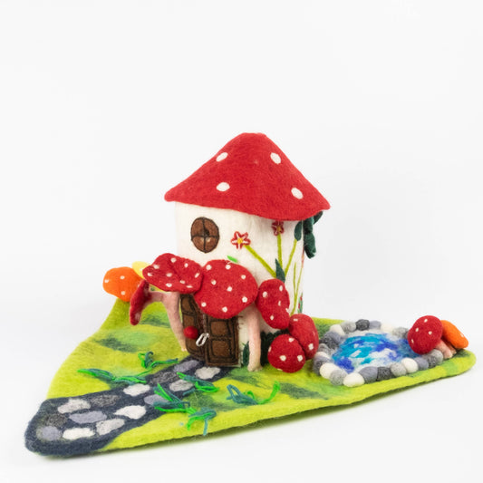 Magic Mushroom Felt Fairy PlayHouse - For Finger Puppets